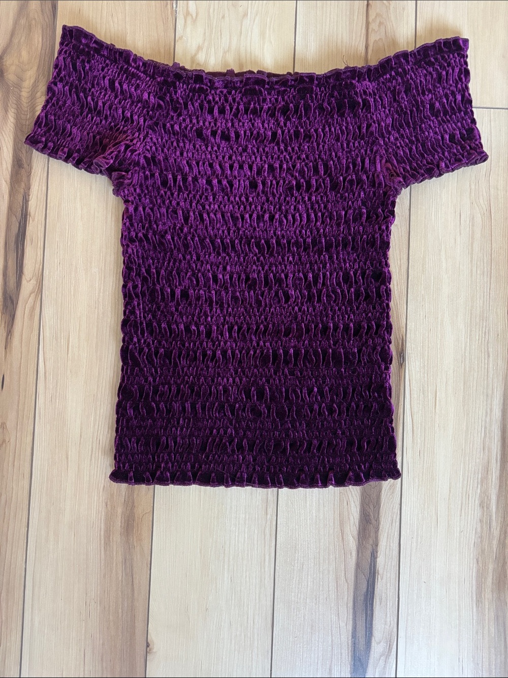 Aeropostale Plum Smocked Off-Shoulder Crop Top